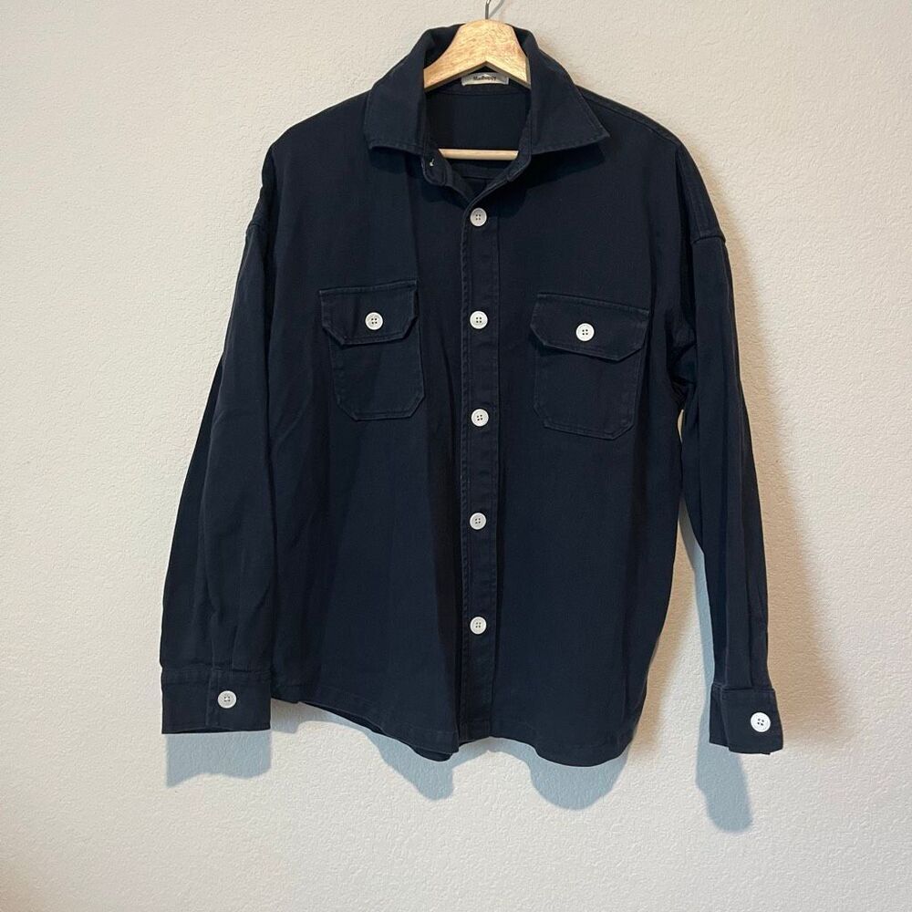 Madhappy Navy Blue Canvas Button Down Heavyweight Shacket Men's Size Small